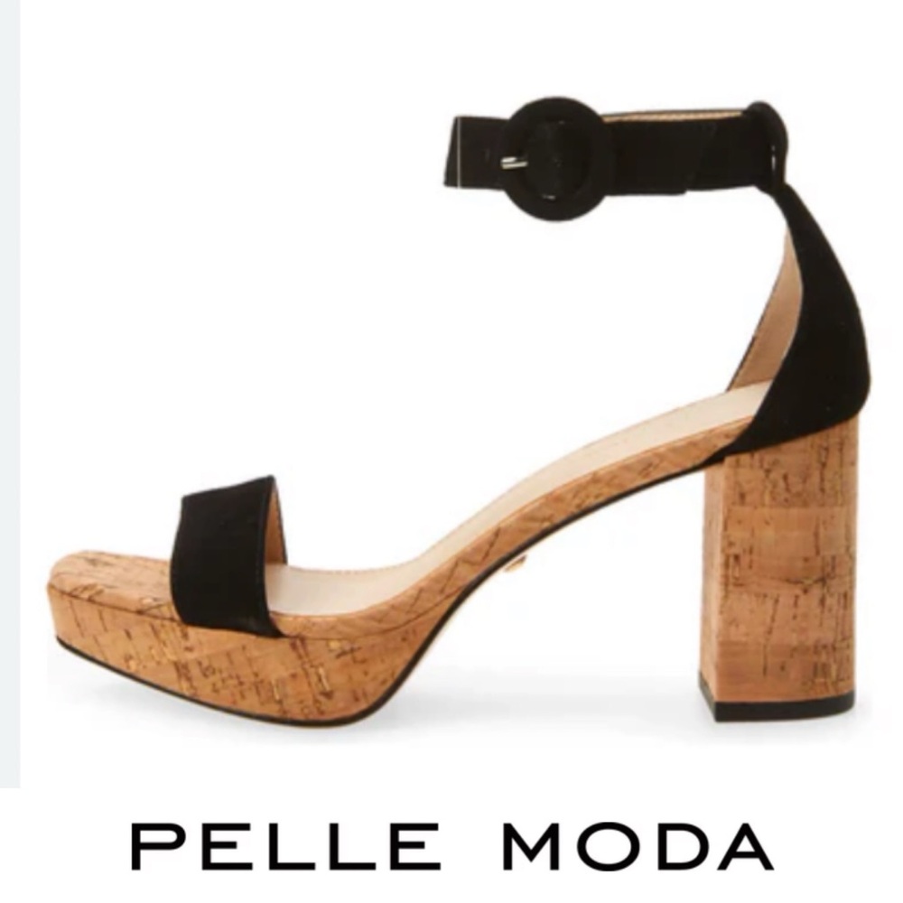 PELLE MODA Black Suede “Amari” Block Heels